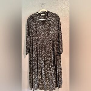 Elizabeth A Liz Claiborne Company Black Long Sleeve Dress with white circles